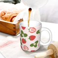 thumbnail image 3 of Yiaed Strawberries And Leaf Print Ceramics Coffee,Large Handle Design,Extra Large Tea and Coffee Cup for Office and Home Mugs, 3 of 6