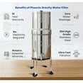 thumbnail image 3 of PHOENIX GRAVITY - 3.25 Gallons NSF Certified AISI 304 Stainless Steel Water Filter with 2 Carbon (Black) Filters, 2 POSTreat Steel Fluoride Removal Elements, Free Steel Stand & Water Spigot, 3 of 17
