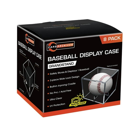 Paquete de 8 vitrinas para béisbol, acrílico transparente, con protección UV