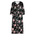 thumbnail image 7 of Erwazi Women's Ruffed Dresses Crew Neck 3/4 Sleeve Print Relaxed Fit Weekend Maxi Dress, 7 of 7