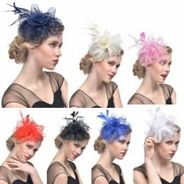 Ukumplol Hair Accessories for Women Hair Bands for Women's Hair Flower Headband Ribbons Feathers Headwear Women Mesh Tea Hat Party Bridal Headbands for Women Khaki One Size