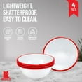 thumbnail image 4 of Red Co. Set of 4 Enamelware Metal Classic 20 oz Round Cereal Bowl, Solid White/Red Rim, 4 of 9