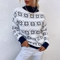 thumbnail image 1 of Suéter de punto de mujer europeo y americano de otoño e invierno Suéter de cuello alto medio con copos de nieve navideños Top de mujer, 1 of 5