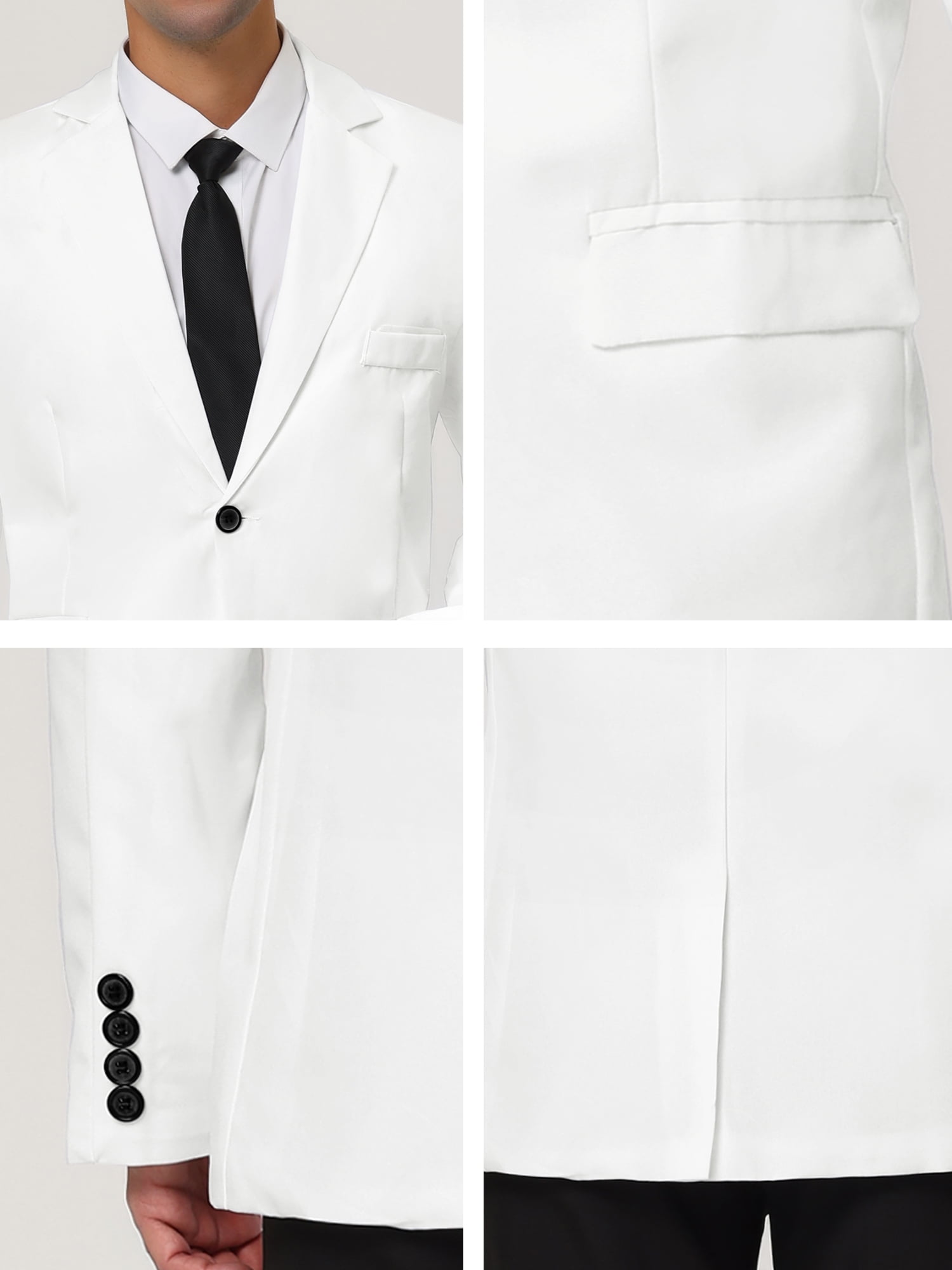 Unique Bargains Men's Slim Fit Blazer Single Breasted One Button Sports Coat M White