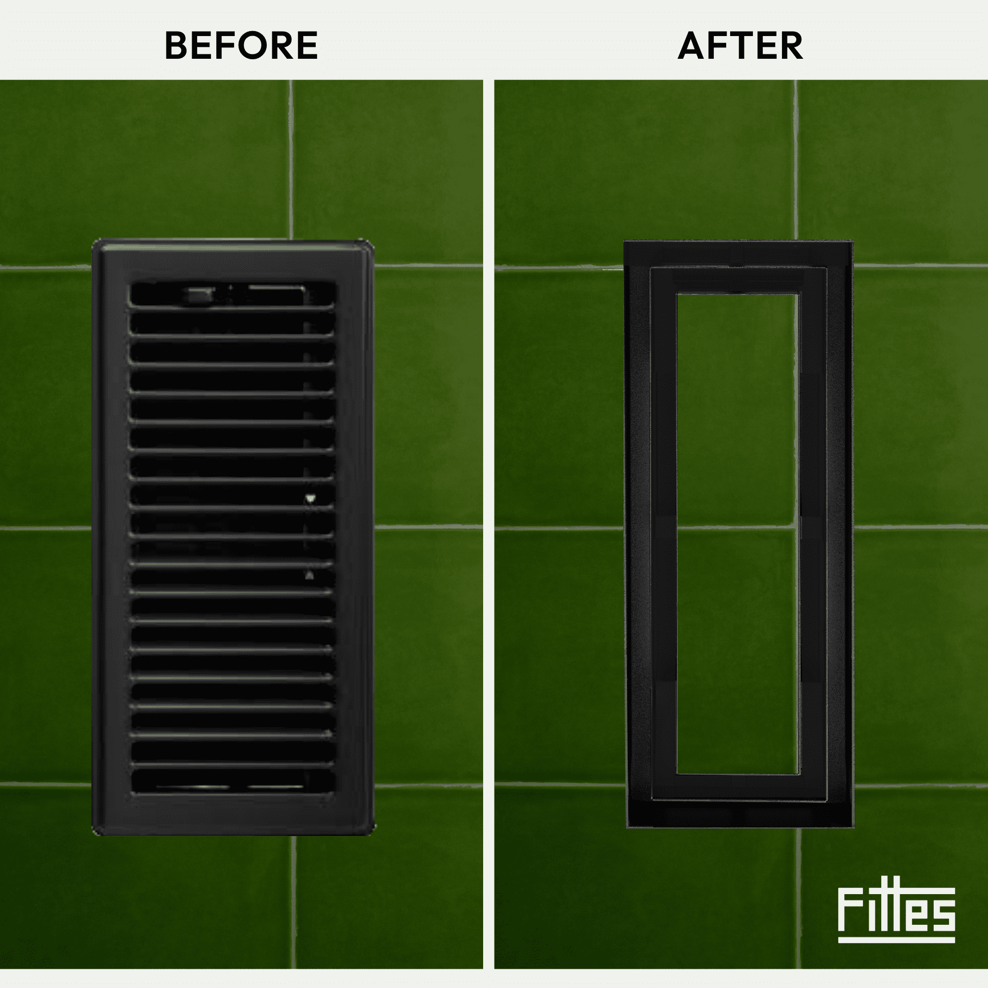 Fittes Flush Floor Vent [Lite+], ABS Plastic HVAC Air Return Register Cover, Customizable Adjustable Improved Airflow Solution for Home Floor, Damper Included – 4"x10" – Matte Black – 1 Pack