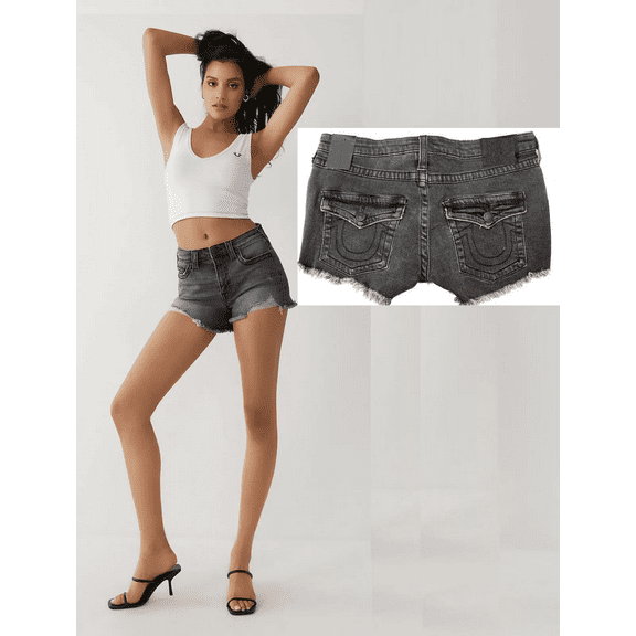 TR JEANS Women's Casual Summer Denim Shorts Mid Waisted Stretchy Ripped Jean Shorts with Pockets