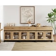 thumbnail image 2 of WAMPAT 94.5" Multifunctional Modern Sideboard Buffet Cabinet with 6 Glass Doors & 3 Drawers, Credenza & Coffee Bar Storage Cabinet for Living Room & Kitchen, 2 of 12