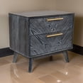 thumbnail image 4 of Benjara Cid Coy 23" Nightstand- 2 Drawers with Gold Metal Handles- Ash Gray, 4 of 6
