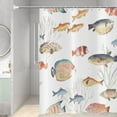 thumbnail image 4 of Tropical Fish Shower Curtain, Beach Theme Ocean Clownfish Coastal Pattern Bath Curtains Waterproof Fabric with Hooks for Home Decor, 72Wx72H, 4 of 6