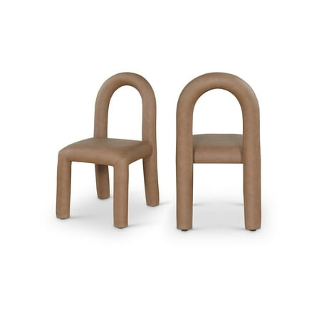Meridian Furniture Amari Brown Vegan Leather Dining Chair, Set of 2