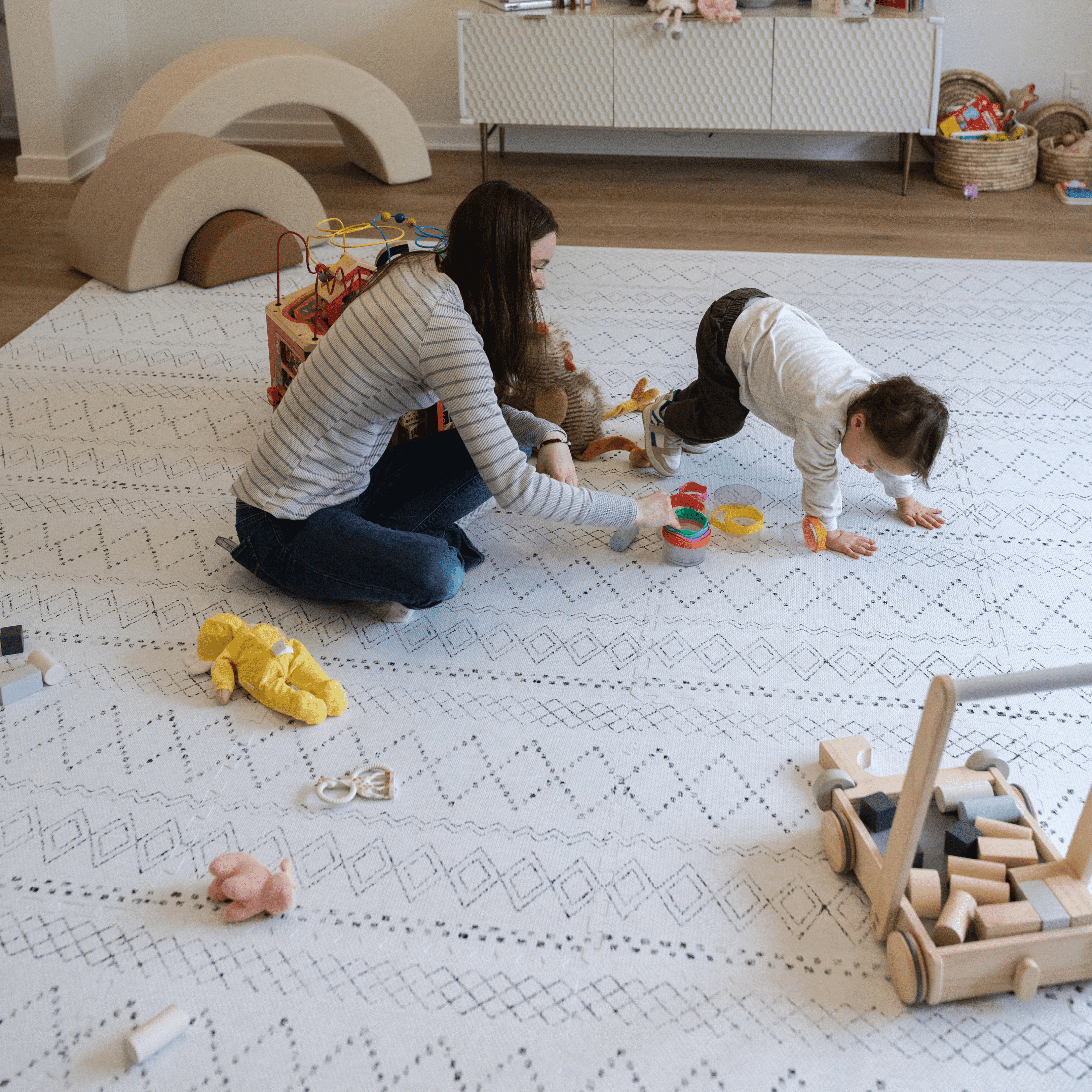 Little Landings Play Mat - Boho (4x6ft) - Premium EVA Foam Play Mat for Babies & Toddlers - Non-Toxic Playmat for Tummy Time, Crawling & Playroom