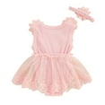 thumbnail image 4 of PEASKJP New Born Clothes Baby Girl Baby Girl Dress Heart Puff Sleeve Tulle Romper Dresses Newborn Outfit,0-3 Months Red, 4 of 8