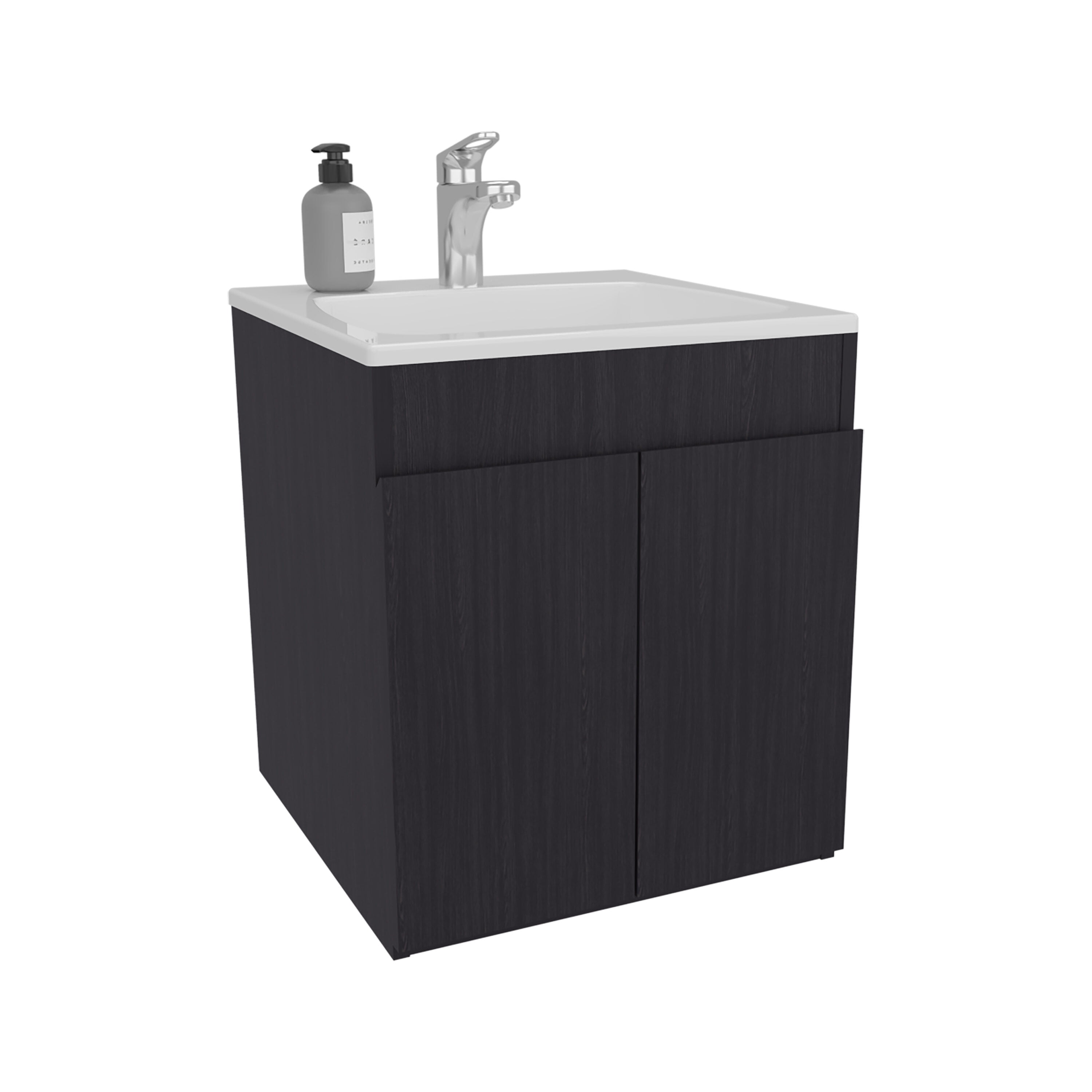 Vanity With Sink, Bathroom Vanity 20.8" H, 2 Doors, Black Wengue - Bathroom, Black Bathroom Vanity,Engineered Wood Single Sink Vanity, Bath & Faucets Bathroom Vanities