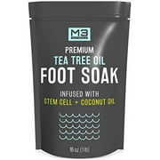M3 Naturals Tea Tree Oil Epsom Salt Pedicure Foot Soak with Coconut Oil & Stem Cell - Foot Care - Foot Bath Soak - Athletes Foot Treatment, Toenail Fungus & Foot Odor Foot Soaker Foot Spa Soak 1 lb