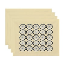 Simply Daisy, 18 x 14 Inch, Nautical Geo Square, Geometric Print Placemat (Set of 4), Yellow