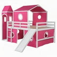 thumbnail image 2 of Pink Full Size Loft Bed Featuring Slide & Tower - Spacious Under Bed Space (Country of Origin: Vietnam), 2 of 23