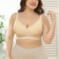 thumbnail image 2 of VISALY Front Closure Bras Supportive Wireless Brasseamless Bra Oversize Bras for Women Breathable No Underwire Support Bralettes Everyday Bras Full Coverage Bras Lounge Bras Comfortable Bras Beige L, 2 of 7