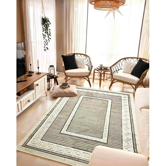 Tribal Abstract Modern Rug Contemporary Color Vibrant Carpet For Living Room Bedroom Design 5514 (8x11 (7'8"x10'8"),Grey)