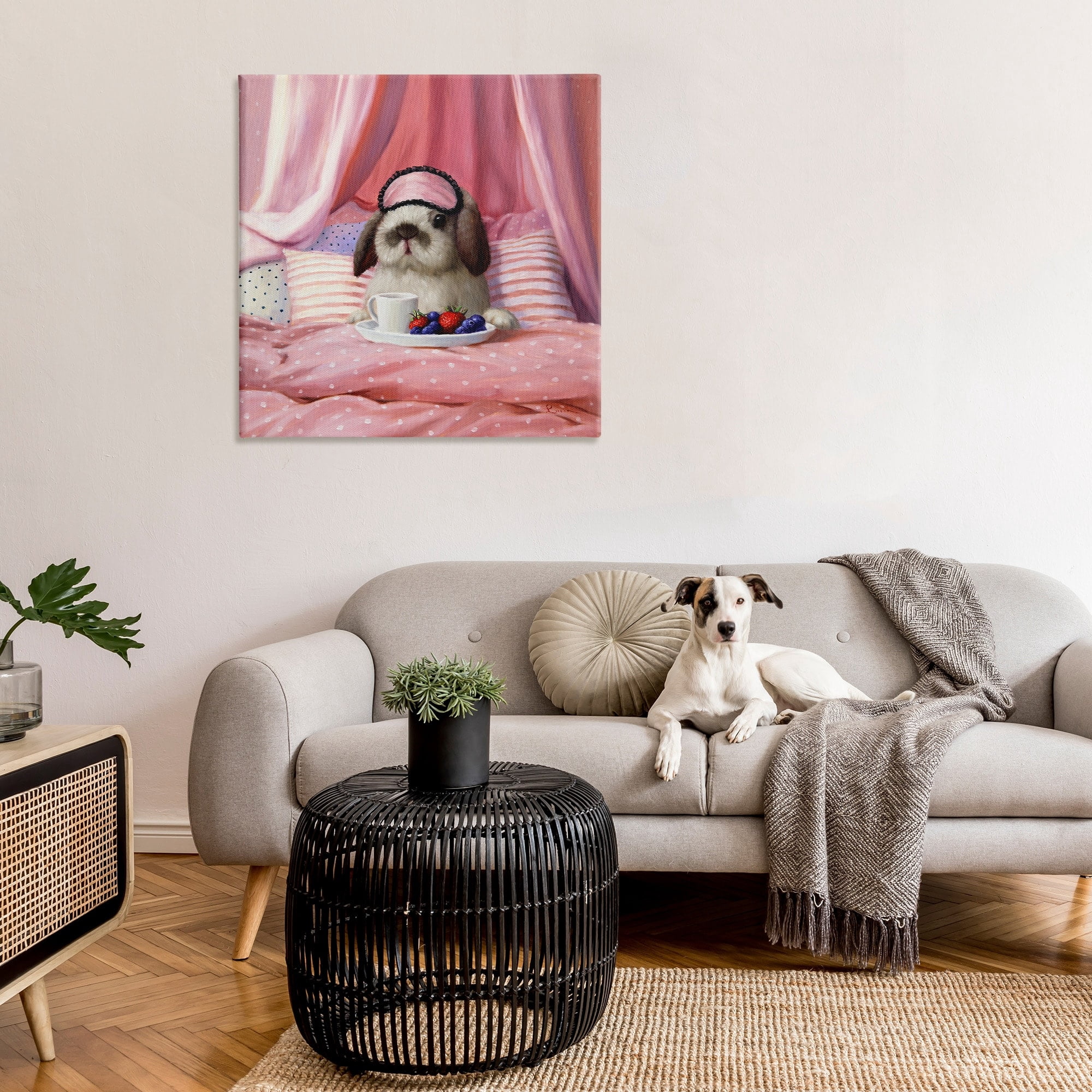 Stupell Industries Adorable House Bunny Rabbit Breakfast In Bed Pink, 36 x 36, Design by Lucia Heffernan