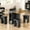 Beown, variant on Lamerge Folding Dining Table Set for 4, Dinner Table with 4 Leather Chairs and Shelves, Space Saving Foldable Dining Table with 6 Wheels, Kitchen Table Set for Small Spaces (Grey)