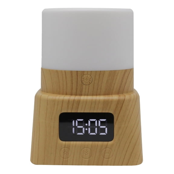 Qholemyo Multifunctional LED Desk Lamp With Clock Remote Control Color Ambient Light Eye Caring Reading Light Rechargeable Night Light For Bedroom