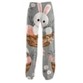 thumbnail image 3 of Fgvctg Easter Pajama Pants for Women Loose Wide Leg Sleepwear Pajama Pant Loungewear Bunny Print High Waisted Pj Easter Eggs Spring Fall Drawstring Lounge Pants with Pockets Light Brown M, 3 of 5