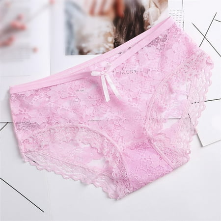 DondPO Womens Underwear Panties for Women Women Lace Sexy Panties Hollow Mesh Trousers Bow Low Waist Panties Seamless Underwear Lingerie for Women Cotton Underwear Pink One Size