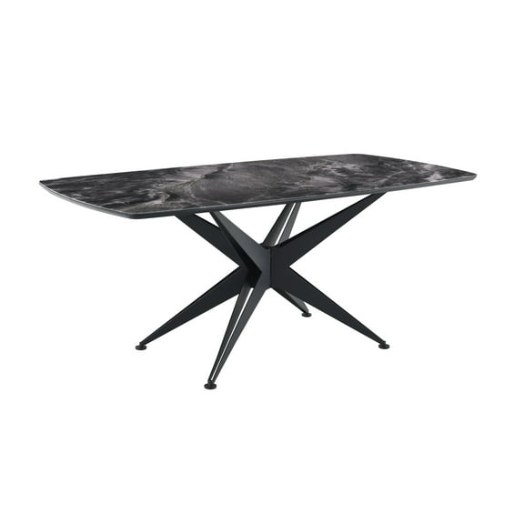 ACME Klaus Dining Table in Crystal Tempered Glass Top & Black