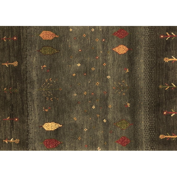 Ahgly Company Indoor Rectangle Abstract Brown Contemporary Area Rugs, 2' x 3'