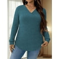 thumbnail image 3 of NISVIYA Womens Winter Plus Size Sweather with Long Sleeves,Fashion Casual Loose Fit Knit V-Neck Tops, 3 of 5