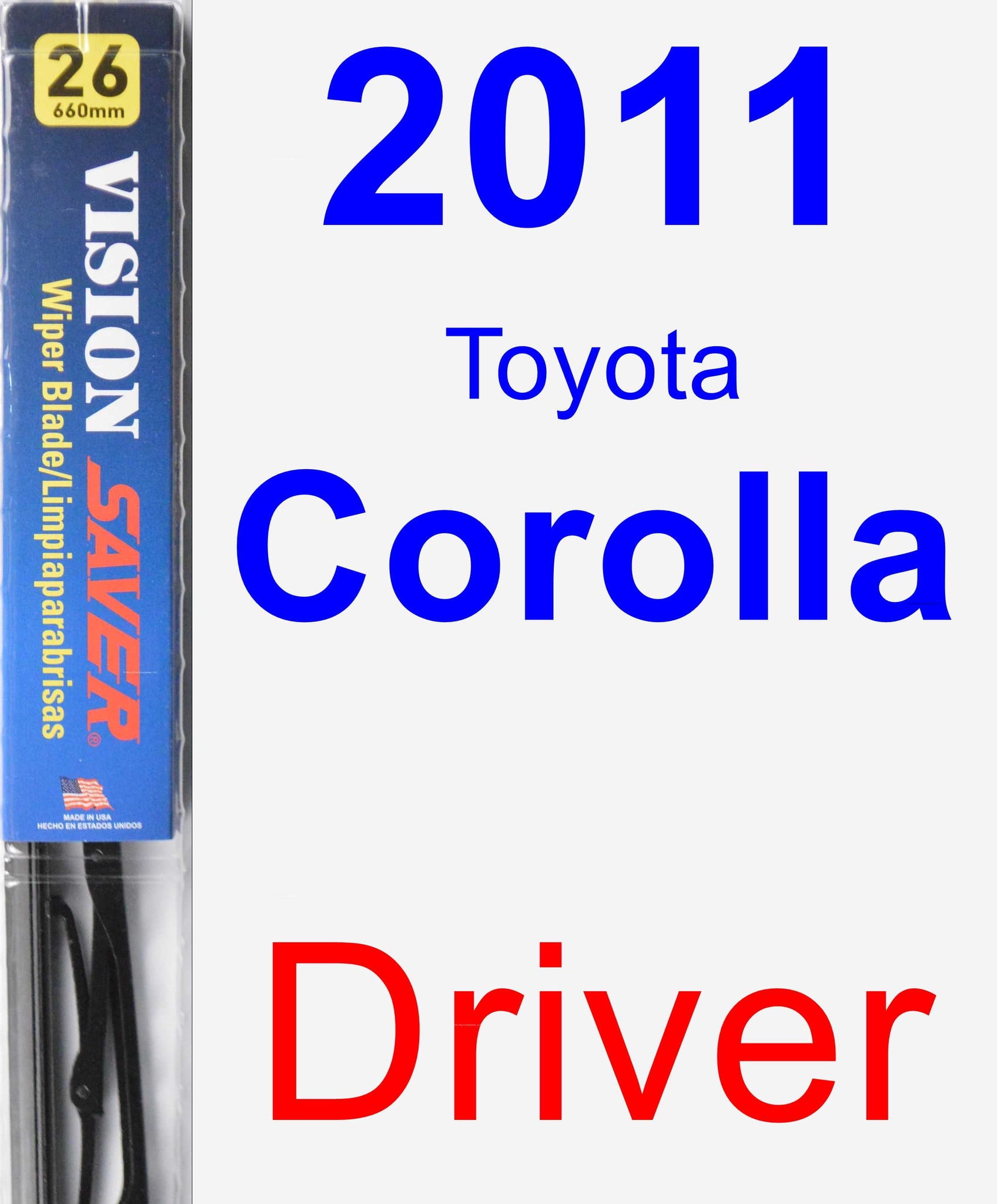 toyota corolla 2011 wiper blade size