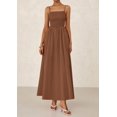 thumbnail image 4 of Vestido largo PRETTYGARDEN para mujer, fruncido, verano 2025, marrón, 4 of 9