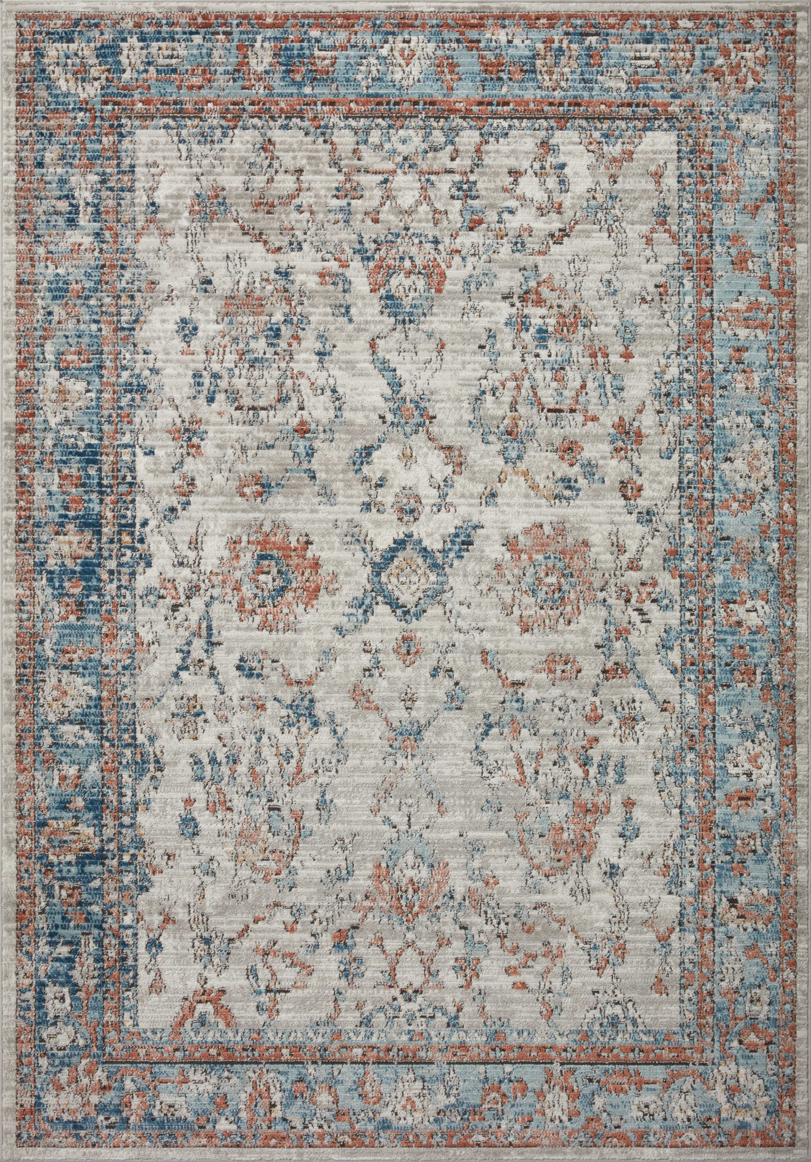 Loloi Bianca Collection BIA-05 Dove / Multi, Traditional Area Rug 2'-8" x 7'-6"