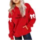 thumbnail image 1 of Camiseta de manga larga con lazo para niños, cuello redondo liso, parte superior lisa, adecuada para niños y niñas, sudadera con capucha para niñas, parte superior de poliéster, 1 of 6