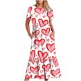 thumbnail image 1 of Fshaion Robe d'Été pour Femmes 2024 Grande Taille Décontractée Manches Courtes Col Rond Robe Décontractée Fluide à Étages Robe de Plage avec Poches Robe Imprimée de la Saint-Valentin en Solde à Moins de 10!, 1 of 4