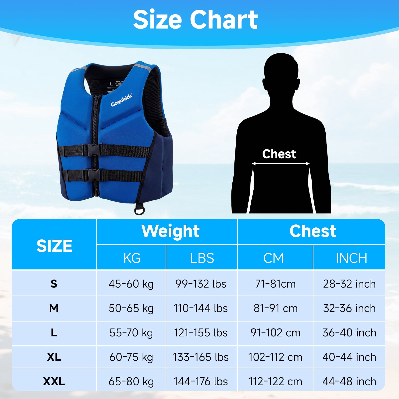 Gogokids Life Jacket Swim Vest for Adult Women men,Foldable Buoyancy Vest with Dual Safety Straps,Float Jacket for Boating,Kayaking,Swimming,Paddle and Fishing