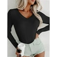 thumbnail image 6 of Long Sleeve Shirts for Women V Neck Basics Tops Lightweight Base Layer Slim Fit Top Undershirts, 6 of 6