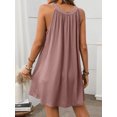 thumbnail image 3 of Women Halter Neck A Line Dress Solid Color Sleeveless Loose Fit Casual Wear Mid Length, 3 of 7