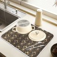 thumbnail image 2 of Yayeee Dish Drying Mat for Kitchen Counter 16" x 18" Microfiber Super Absorbent Coffee Decorative Pad, Black Floral Pattern, 2 of 9