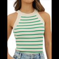 thumbnail image 1 of Camisetas Sin Mangas con Cuello Halter para Mujer, de Verano, A Rayas, de Punto Acanalado Elástico, Camisetas Ajustadas Verde M, 1 of 8