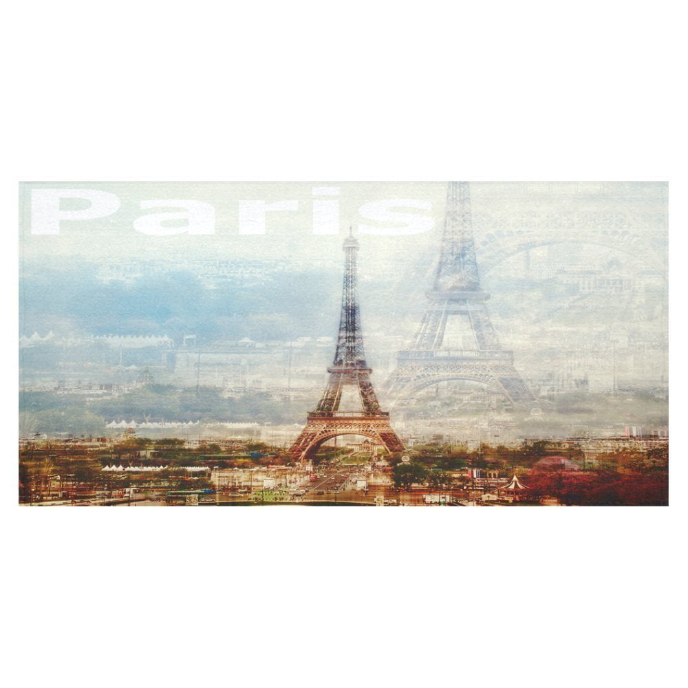 MYPOP France City Paris Tablecloth 60x104 Inches Paris Eiffel Tower