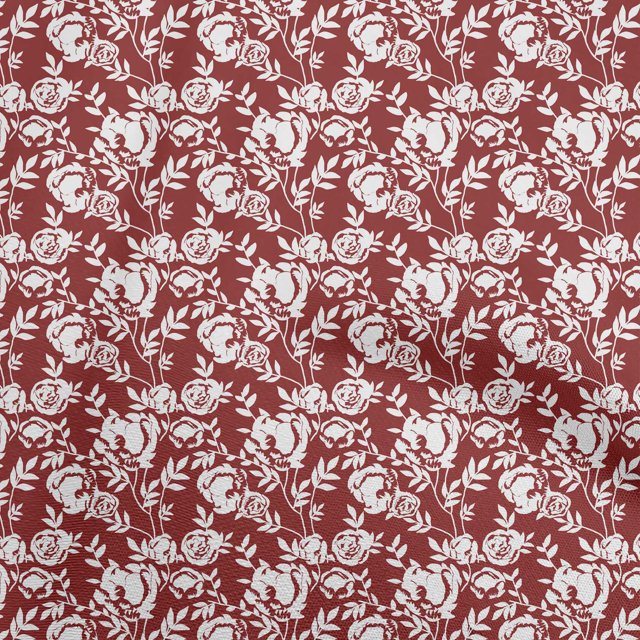 oneOone Polyester Spandex Maroon Fabric Floral Dress Material Fabric Print Fabric By The Yard 56 Inch Wide