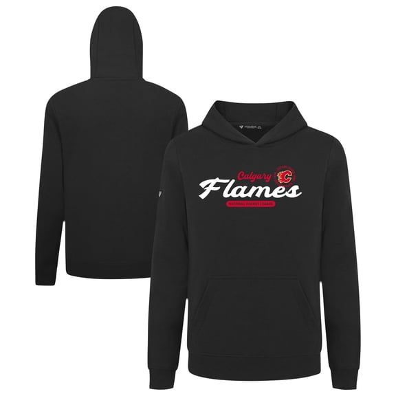 Youth Levelwear Black Calgary Flames Podium Monument Pullover Hoodie