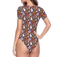 thumbnail image 3 of Uemuo Pumpkin And Flying Bat1 Pattern Women's One Piece Short Sleeve Swimsuit Rash Guard Surfing Modest Quick-drying Swimsuit Beach Essentials-Small, 3 of 9