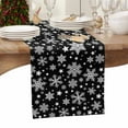 thumbnail image 6 of Christmas Snowflakes Cotton Linen Table Runner for Dining Kitchen, Xmas Winter Watercolor Black White Wedding Outdoor Party Tablerunners Decoration, Dresser Scarf Coffee Tablecloth Runners 13"x90", 6 of 9