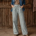 thumbnail image 4 of Dresfit Women's Gingham Pants Wide Leg Baggy Sweatpants Wide Leg Plaid Sweat Pants Lounge Straight Leg Drawstring Athletic Palazzo Pants with Pockets XL, 4 of 5