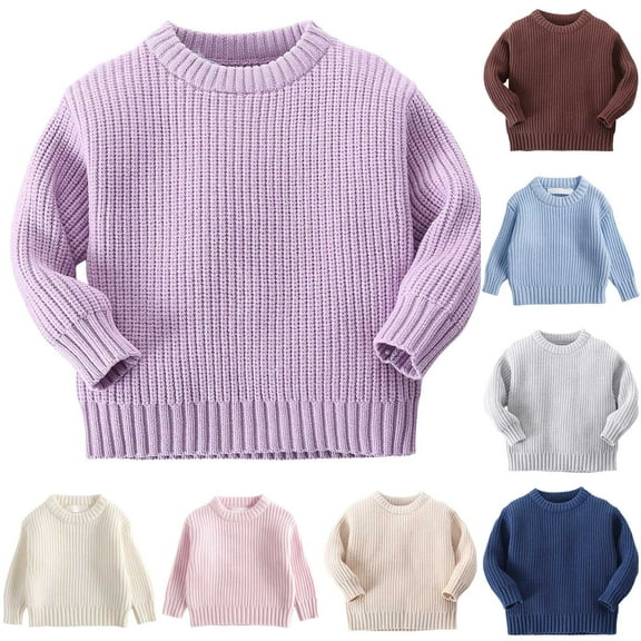 newwalpole Girls Sweaters Winter Pullover Long Sleeve Knit Sweater Jumper Tops Light Blue for Size 5-6 Years