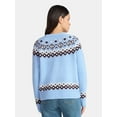 thumbnail image 3 of Time and Tru Women's Fair Isle Cardigan Sweater, Midweight, Size XS-XXXL, 3 of 5