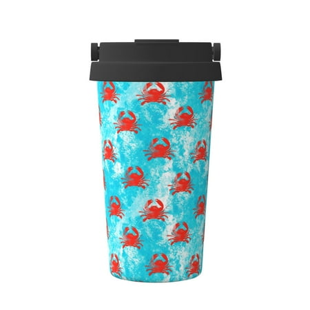 

Salouo Crab Swims In The Ocean Print Coffee Travel Mug Spill Proof with Lid-Stainless Steel Vacuum Insulated Tumbler - Thermos Cup for Keep Hot/Ice Coffee Tea and Beer