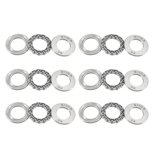 6 piezas 30mmx17mmx9mm Rodamiento de Bolas de Empuje de Una Fila Gris Plateado 51103
